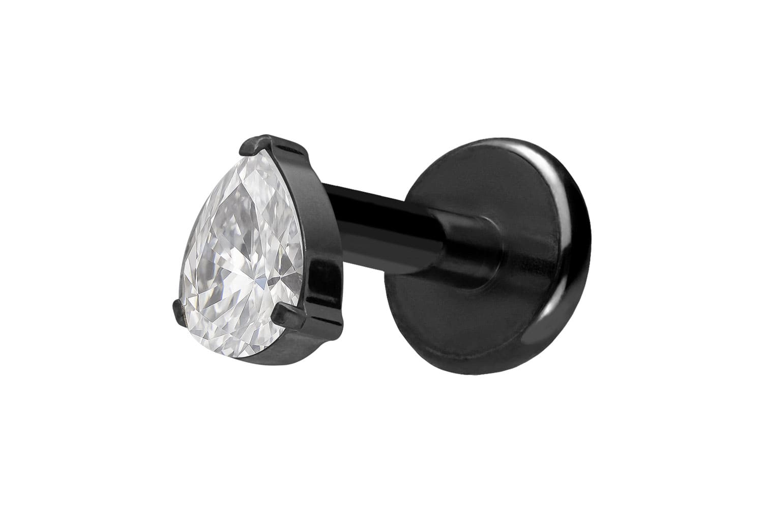Titan Labret Piercing mit Push Fit KRISTALLTROPFEN